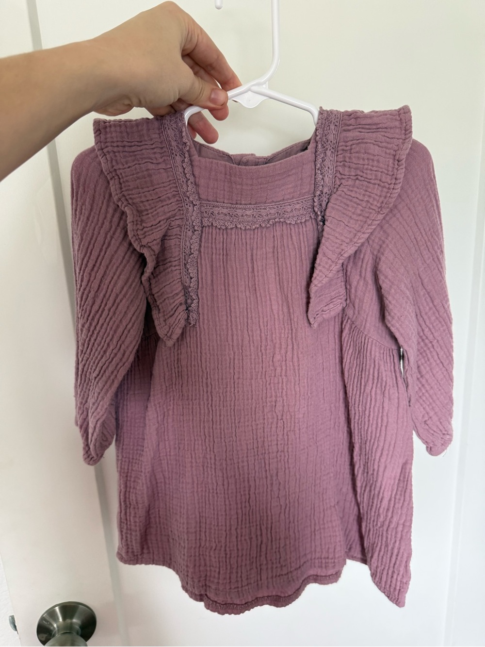 Zara girls dress size18- 24 months,  Ruffled Long-Sleeve Gauze dress in Mauve